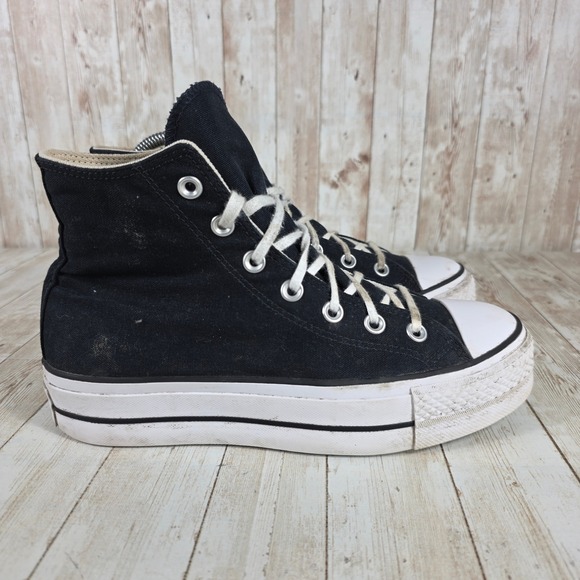 Converse All Star Platform‎ High Top Sneakers Black Canvas Women's Size 8.5 - Picture 1 of 8